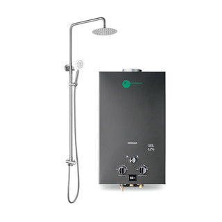 Baspaketet (Svart gasolvärmare 18 L/min + väggmonterad utedusch)